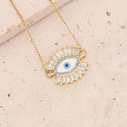 Collar con colgante de ojo malvado de circonita exquisita para mujer