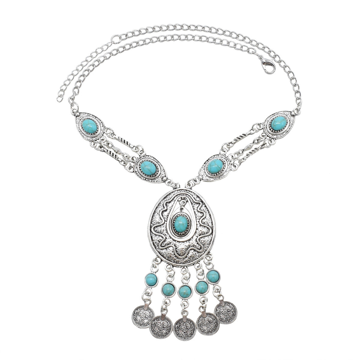 Collar de aleación con borlas bohemias para mujer