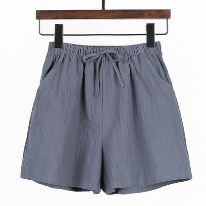 Women Linen Cotton Sports Casual Wide Leg Shorts