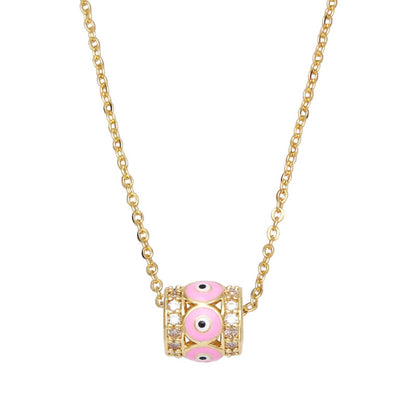Collar con colgante de ojo de diablo de diamante geométrico simple para mujer