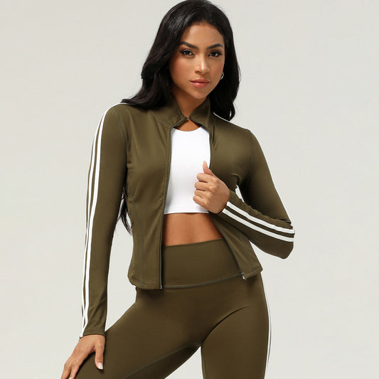 Women Fashion Casual Contrast Color Long-Sleeve Jacket