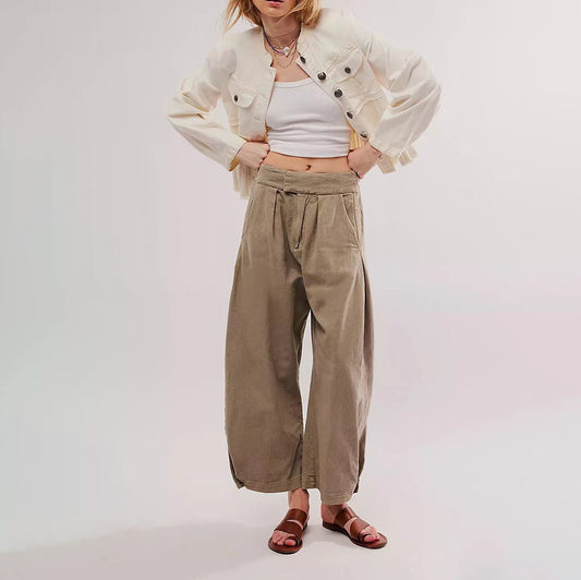 Women Casual Elastic Waist Solid Color Denim Jeans