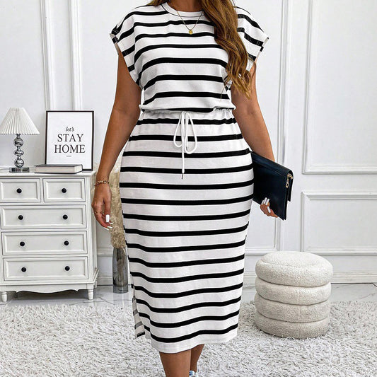 Vestido informal de rayas de talla grande para mujer