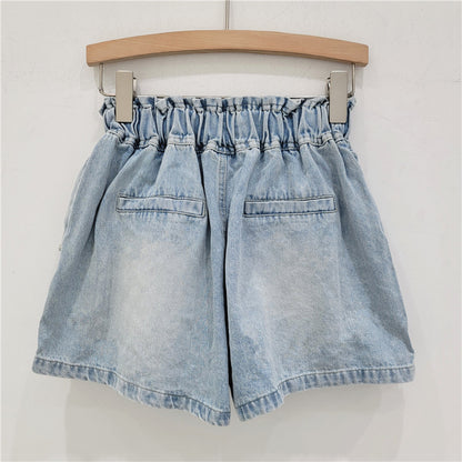 Pantalones cortos vaqueros informales con cuentas y diamantes de imitación para mujer