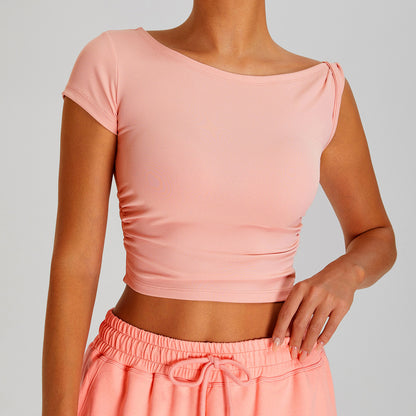Women Fashion Casual Solid Color Irregular T-Shirt