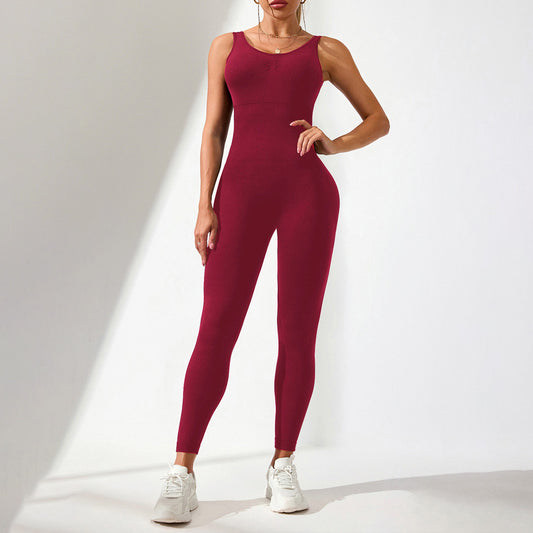 Combinaison de sport dos nu en U sans coutures pour femme - Athlétique et élégante