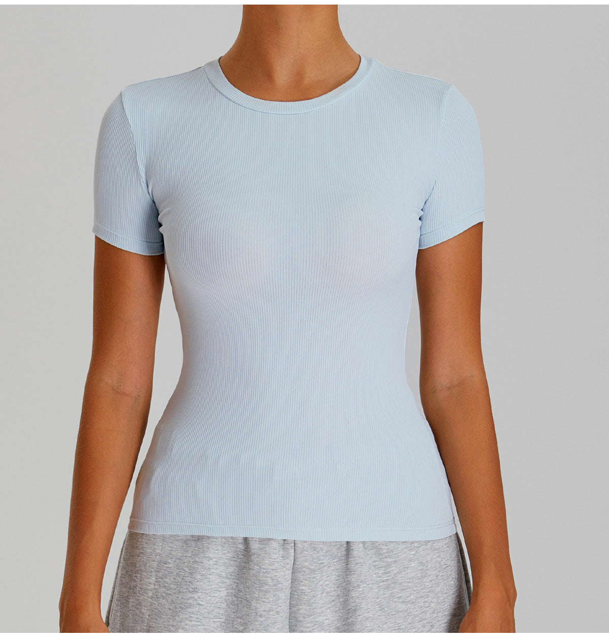 T-shirt de yoga décontracté à séchage rapide pour femme, couleur unie