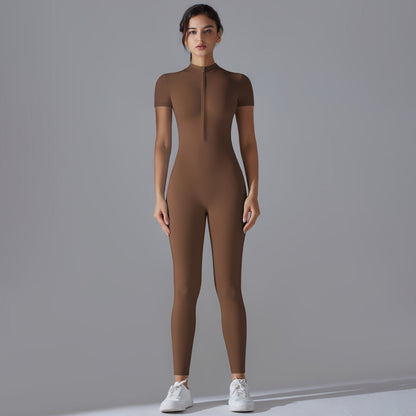 Breathable Women Fashion Casual Zipper Yoga Jumpsuit