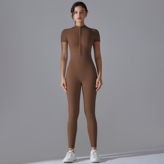 Breathable Women Fashion Casual Zipper Yoga Jumpsuit