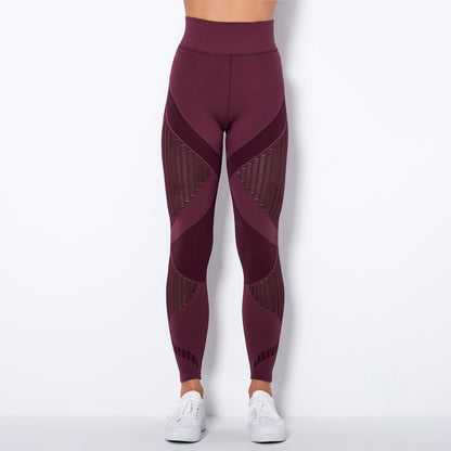 Leggings de yoga taille haute ajourés sans coutures pour femmes - Vêtements de sport ajustés