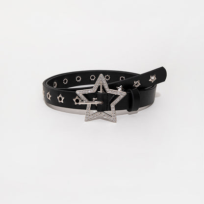 Cinturón con hebilla de metal en forma de estrella para mujer