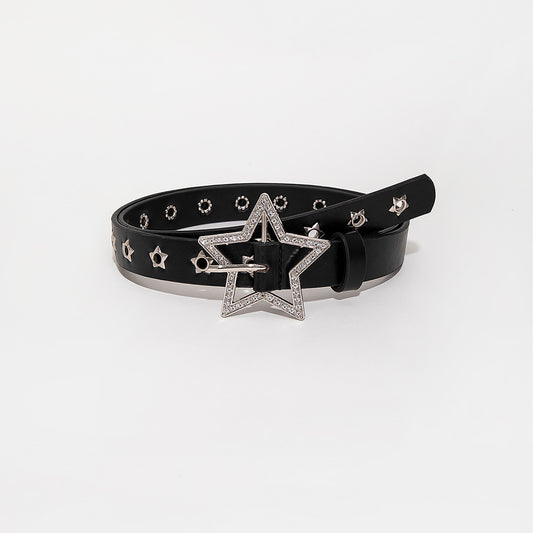 Cinturón con hebilla de metal en forma de estrella para mujer