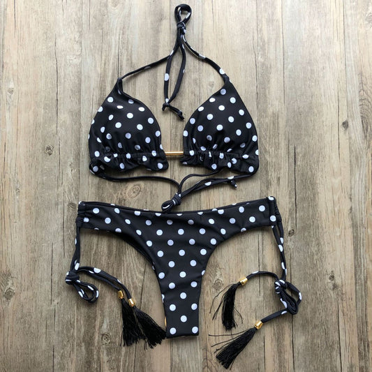 Women Fashion Sexy Printed Halter-Neck Bikini Swimsuit