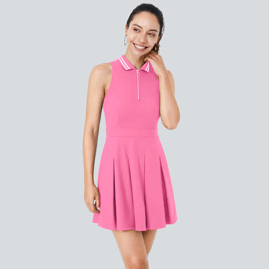 Women Fashion Casual Contrast Color Tennis Dress Set