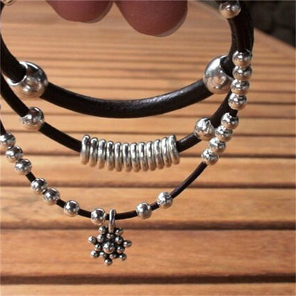 Pulsera con colgante de aleación floral bohemio para mujer