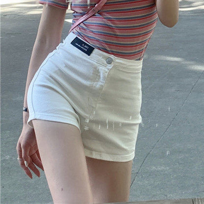 Pantalones cortos vaqueros de cintura alta de color liso sexys a la moda para mujer