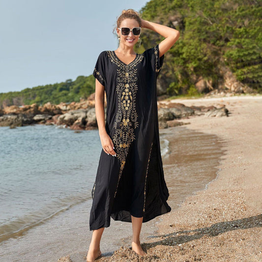 Women Fashion Vacation Boho Embroidered Cover-Up