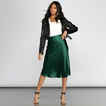 Women Fashion Elegant Solid Color Satin Fishtail Skirt