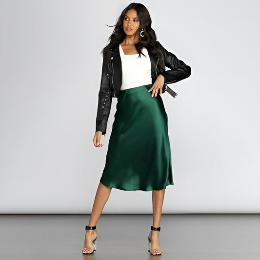 Women Fashion Elegant Solid Color Satin Fishtail Skirt