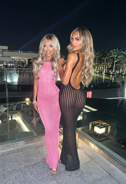 Vestido de punto sin mangas de color sólido sexy para mujer