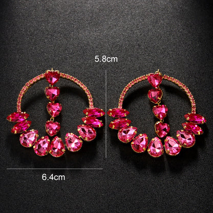 Women Fashion Exaggerated Zircon Love Earrings