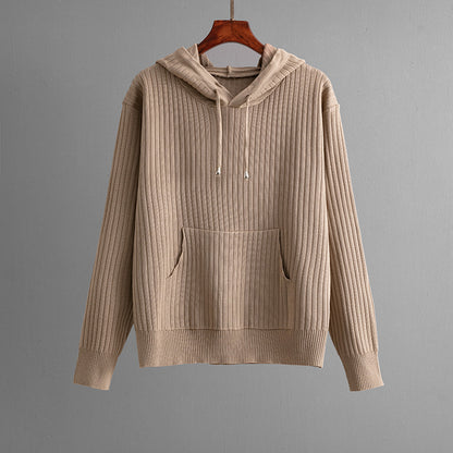 Ensemble sweat à capuche et pantalon en coton tricoté pour femme
