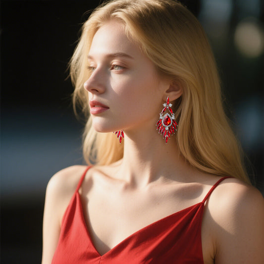 Pendientes de borlas ovaladas exageradas con diamantes de imitación y estilo geométrico para mujer