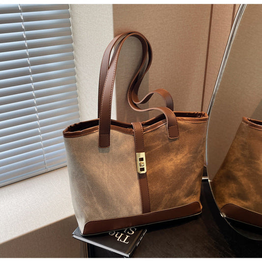 Sac fourre-tout décontracté à la mode pour femme, couleur contrastée