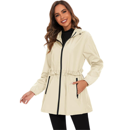 Sudadera impermeable informal de manga larga en color liso para mujer