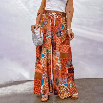 Women Casual Vacation Floral Printed Loose Pants