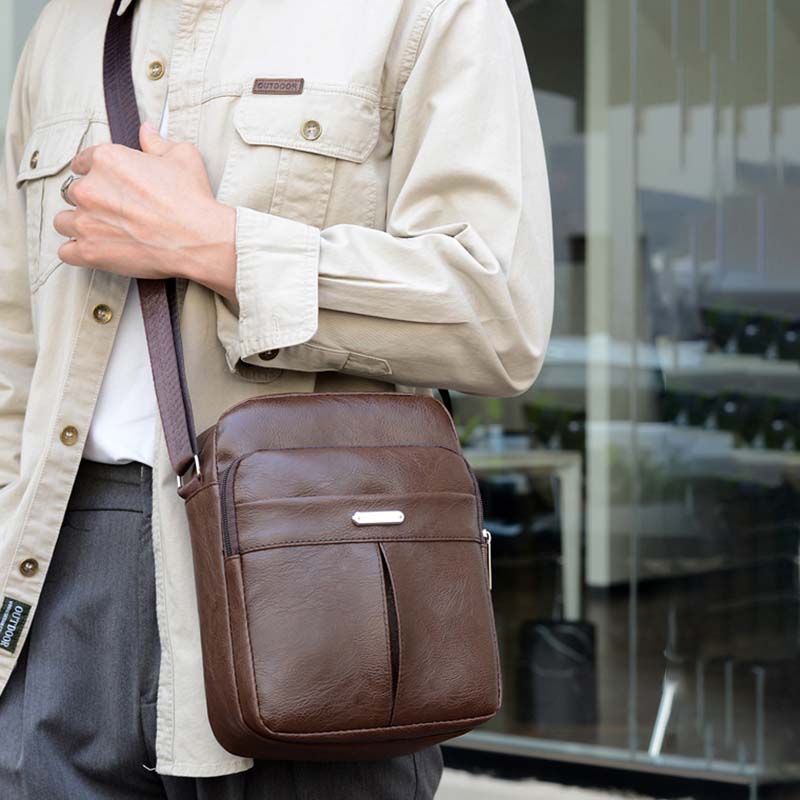 Bolso bandolera informal de PU para negocios a la moda para hombre