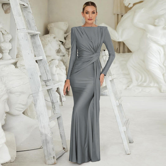 Women Fashion Elegant Irregular Pleated Dress