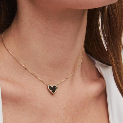 Women Fashion Simple Heart Natural Stone Copper Necklace