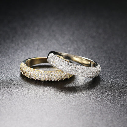 Anillo de circonitas de cinco filas para mujer