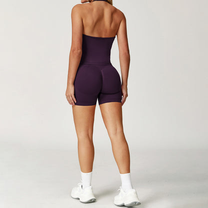 Women Fashion Seamless Halter-Neck Yoga Set
