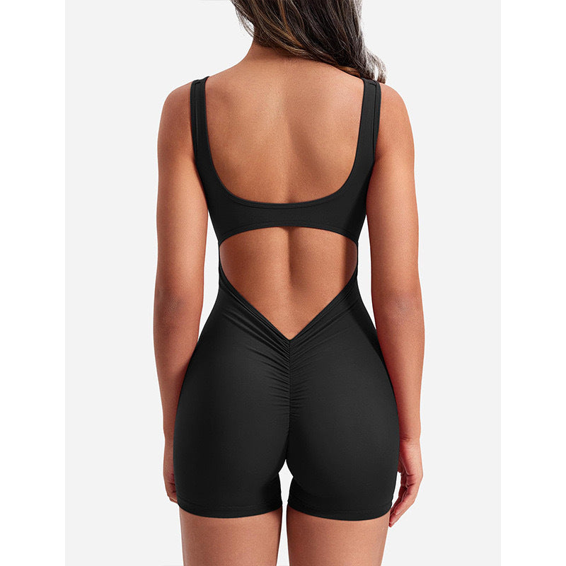Women Fashion Sexy Backless U-Neck Sports Rompers