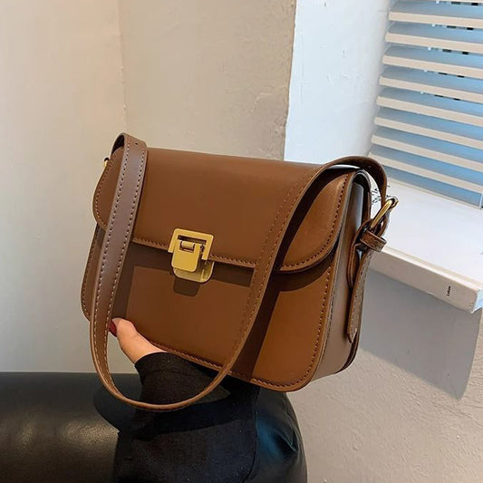 Bolso de hombro cuadrado pequeño de color sólido informal de moda para mujer