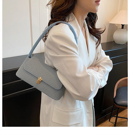 Sac à bandoulière décontracté couleur unie pour femme - Sac sous les bras en PU