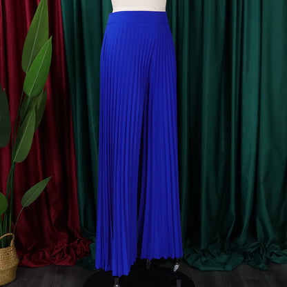 Pantalones anchos plisados ​​de color liso informales a la moda para mujer