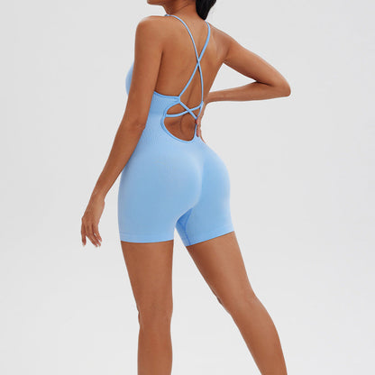 Women Sexy Solid Color Seamless Yoga Rompers