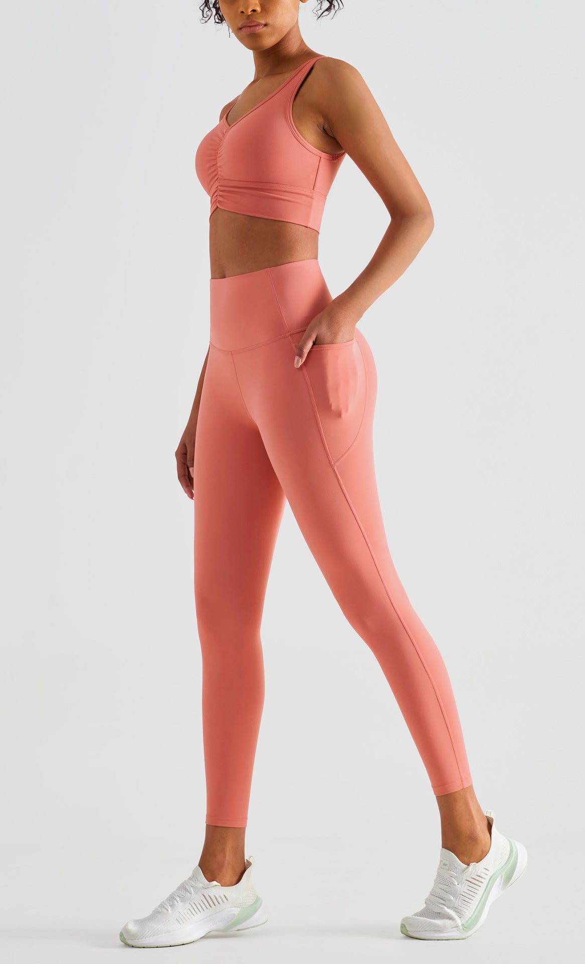 Pantalon de yoga taille haute uni pour femme