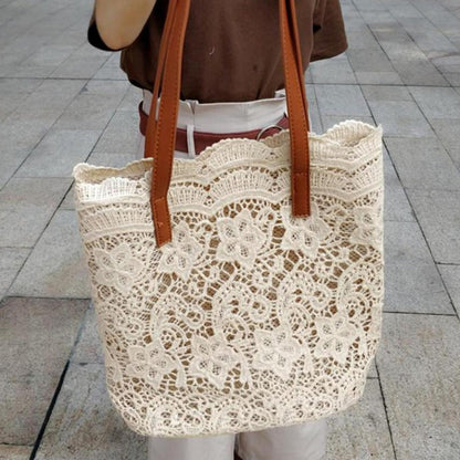 Bolso de mano informal de encaje bohemio para mujer, de gran capacidad