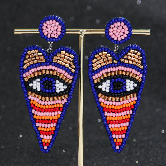 Women Fashion Exaggerated Boho Devil'S Eye Bead Earrings