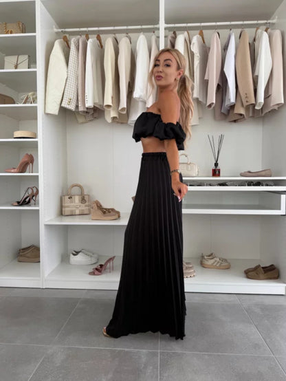 Women Fashion Sexy Solid Color Tube Top Pants Set