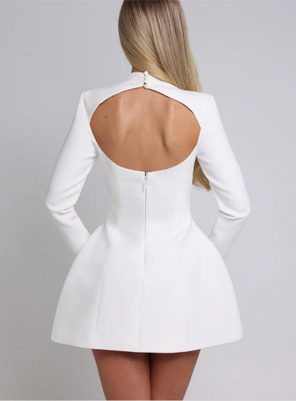 Women Fashion Sexy Solid Color Long-Sleeve Dress