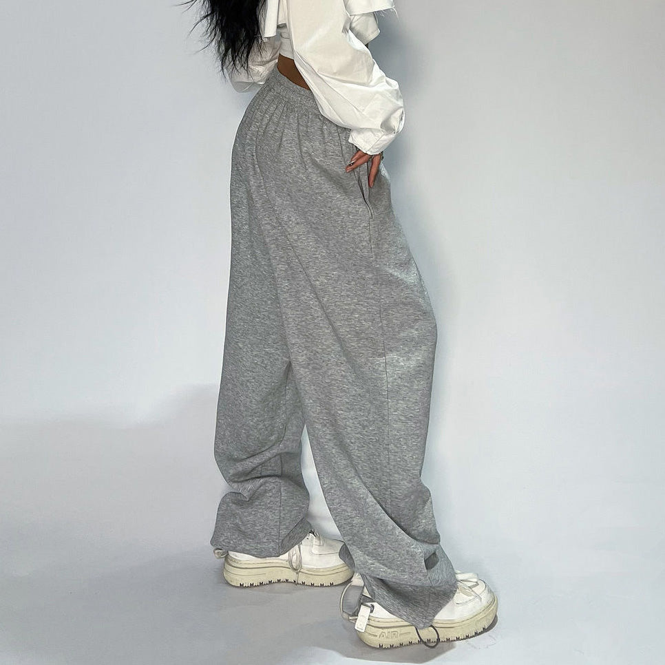 Pantalones de algodón anchos y holgados de pierna ancha para mujer