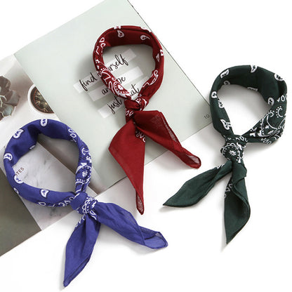 Bufanda cuadrada de algodón con estampado de anacardos para mujer, accesorio de estilo urbano