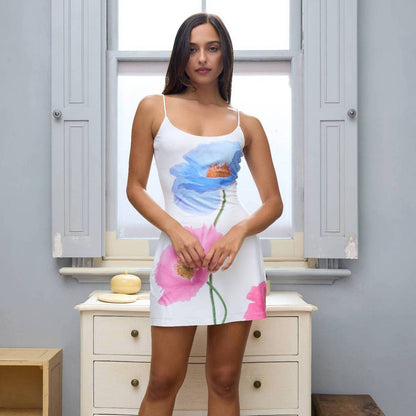Vestido de tirantes finos con escote en U y espalda descubierta con estampado floral para mujer