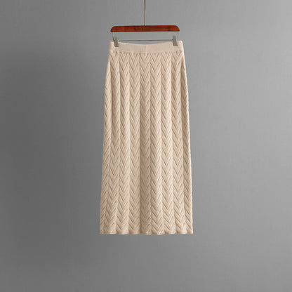 Ensemble pull et jupe en tricot décontracté de couleur unie pour femme