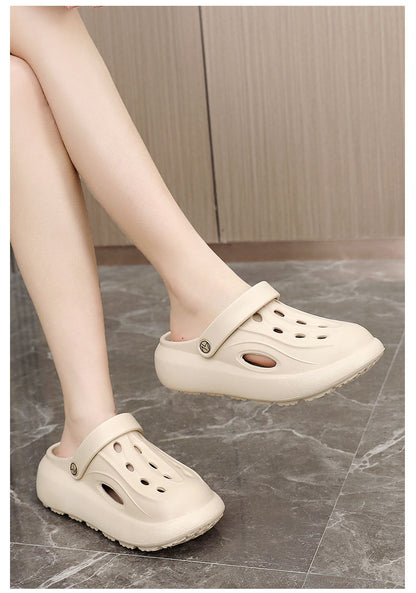 Pantuflas de suela gruesa de color liso y sencillo a la moda para mujer